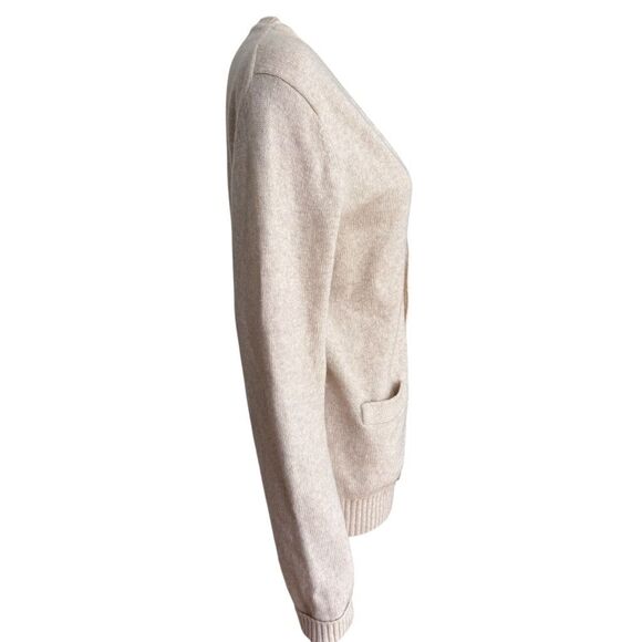 Spao beige wool v-neck button down cardigan size L - Picture 2 of 7